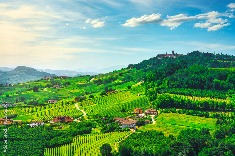 Langhe vineyards view, La Morra, Piedmont, Italy Europe.