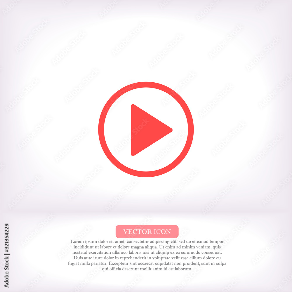 Play vector icon , lorem ipsum Flat design Play vector icon , lorem ipsum Flat design