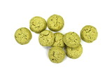 Green Mint chip cookies on white background. Biscuits with whole-wheat (wholemeal) flour with mint.