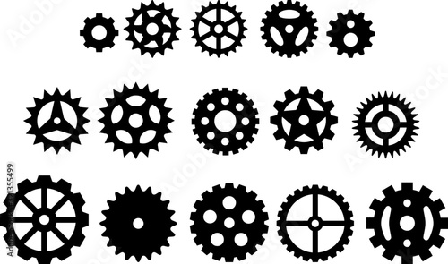 Vector gears cog cogwheel mechanical clock silhouette steampunk industrial cut file scrapbook printable wall art decal