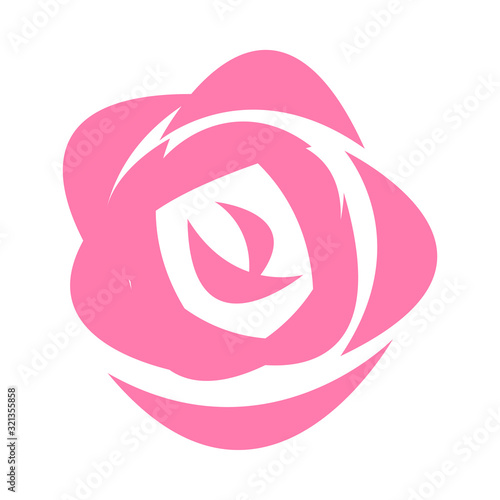 Rose Flower Icon - Isolated On White Background - Vector. Flat Rose Flower Logo. Simple Flower Icon For Tulip Template, Spa Label, Floral Logo, Wellness And Blooming Rose Icon