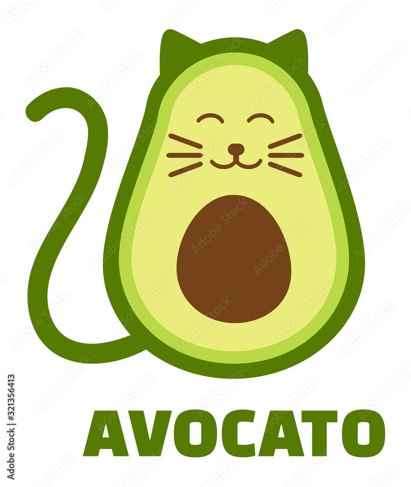 Avocado avo cat Stock | Adobe Stock