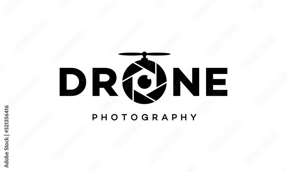 Black Drone Photography Film Logo Wordmark Design Stock Vector | Adobe ...