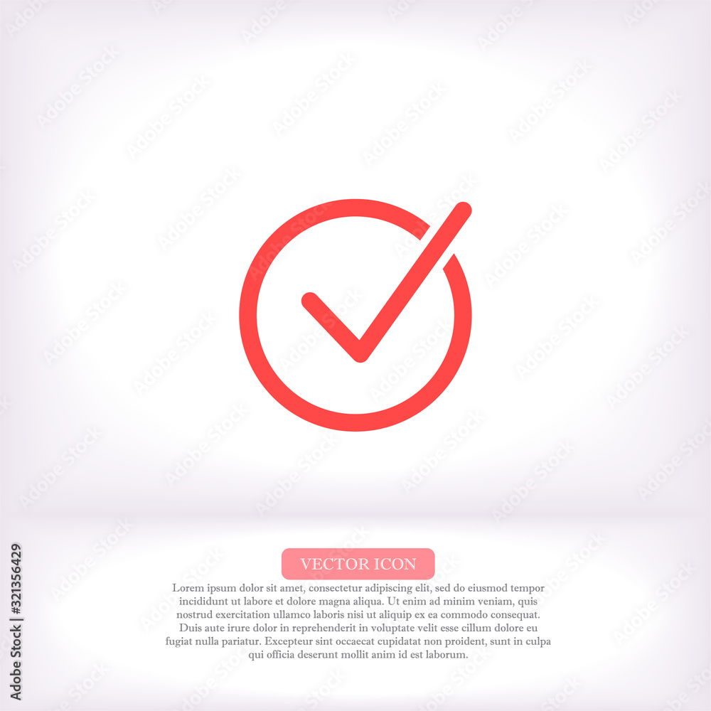 Check mark vector icon , lorem ipsum Flat design Check mark vector icon , lorem ipsum Flat design