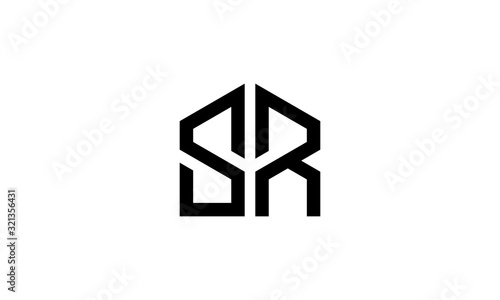initial S and R with house home shape logo design concept