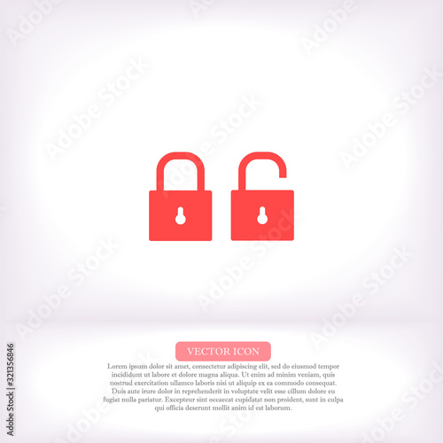 Lock vector icon , lorem ipsum Flat design