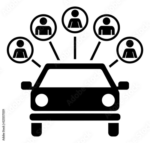 Car Sharing Icon with group