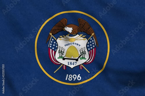 USA Flag of Utah gently waving in the wind seamless loop animation