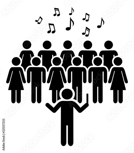 Choir group with director singing