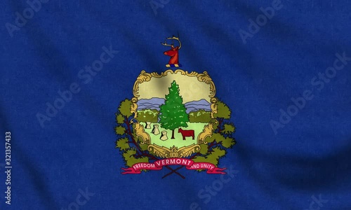 USA Flag of Vermonth gently waving in the wind seamless loop animation