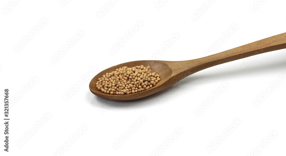 Dry yellow mustard seeds isolated on white background. Macro photo of sinapis alba close up. Seeds of white mustard (Sinapis alba). The seeds (Sinapis albae semen) Dry yellow mustard seeds isolated on white background. Macro photo of sinapis alba close up. Seeds of white mustard (Sinapis alba). The seeds (Sinapis albae semen)
