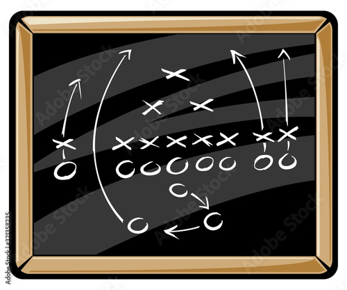 Football play on chalkboard