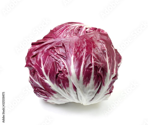 Radicchio, red salad isolated on white background. Red cabbage.