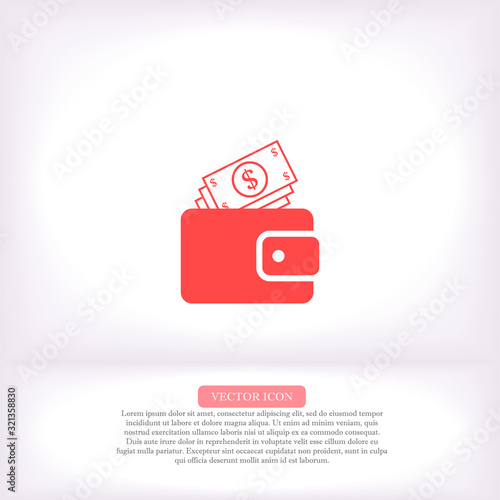 Purse vector icon , lorem ipsum Flat design