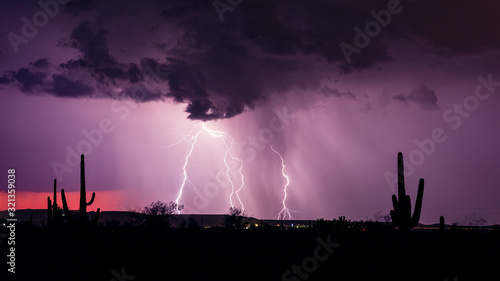 Monsoon season lightning storm in the desert