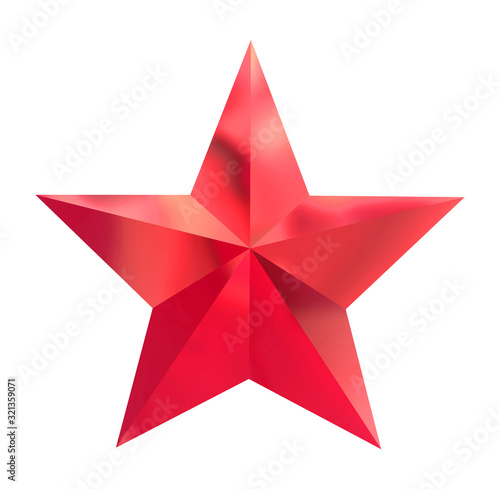 Red christmas star isolated on white background. Object with clipping path.