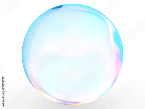 3d crystal ball pink blue gradient colors isolated on white background. Abstract bubble glossy pastel 3d isolated rendering.