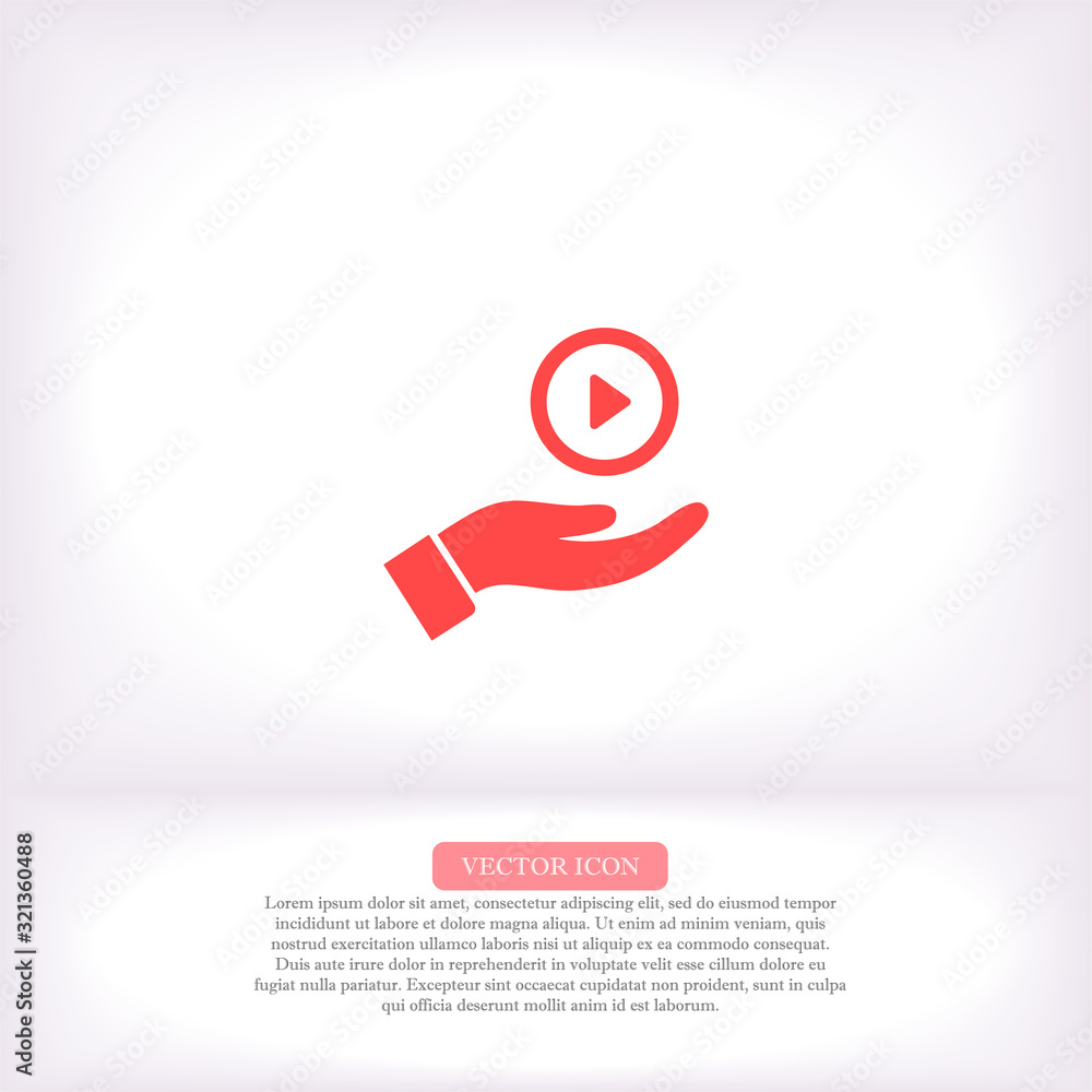 Play in the hand icon , lorem ipsum Flat design Play in the hand icon , lorem ipsum Flat design