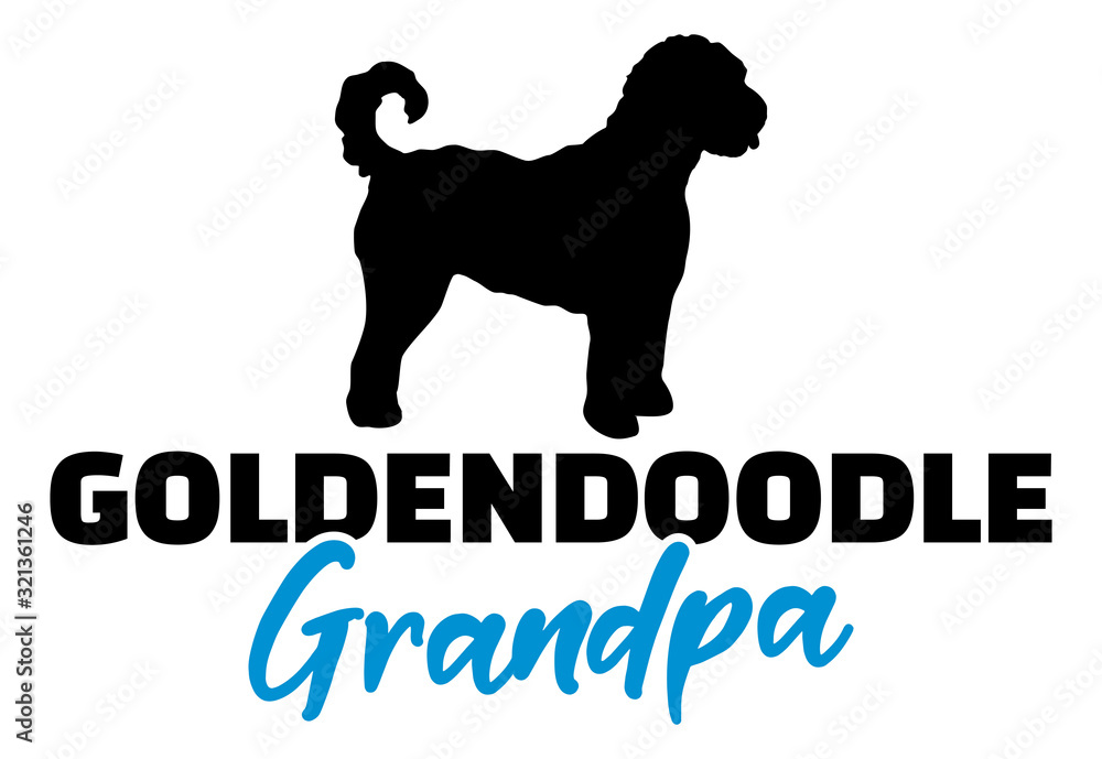 Goldendoodle Grandpa with silhouette