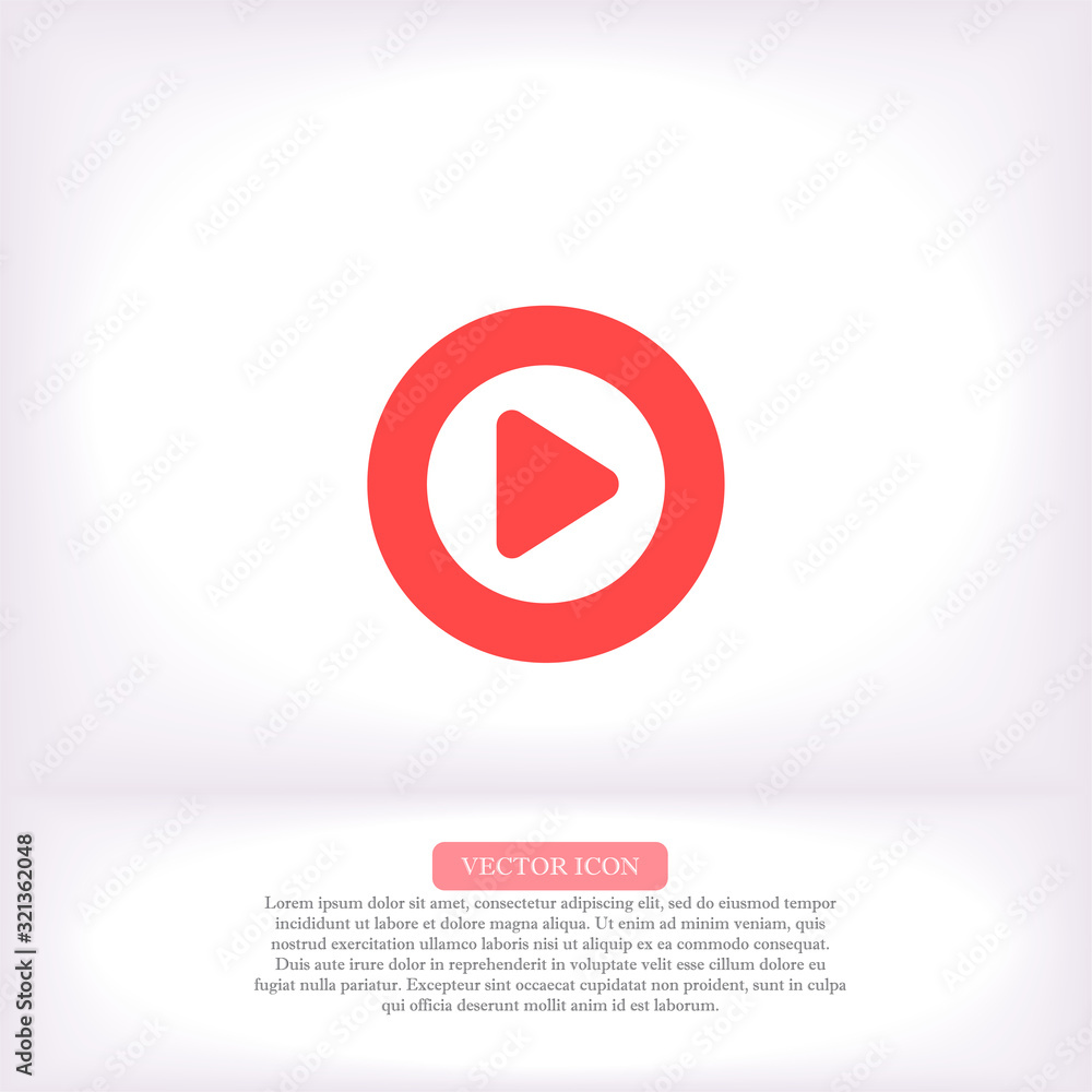 Play vector icon , lorem ipsum Flat design Play vector icon , lorem ipsum Flat design