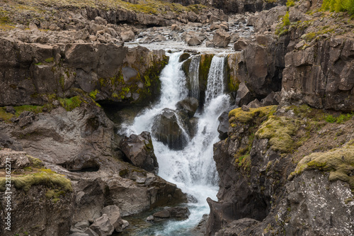 Waterfall in Fossa river in east Iceland