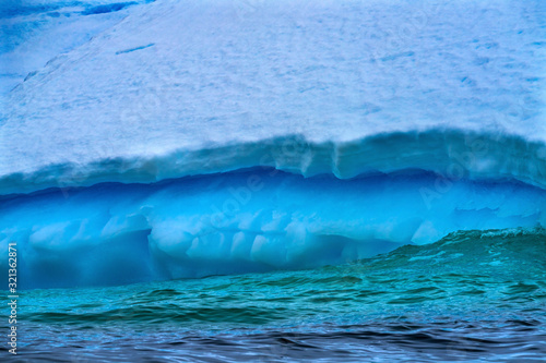 Floating Blue Green Iceberg Closeup Water Antarctica