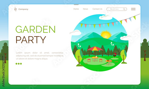 Garden party background on landing page