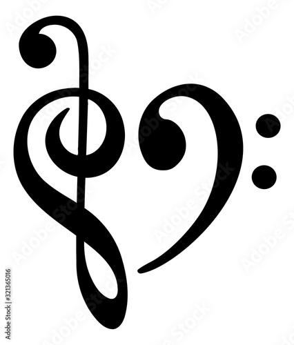 Music Clef Bass Heart Icon