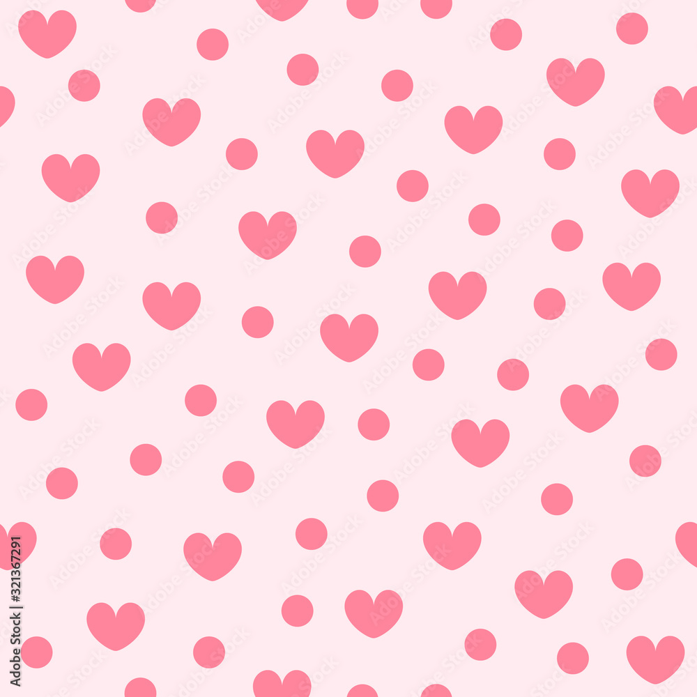 Heart pattern with dots. Seamless vector background