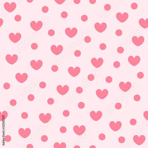 Heart pattern with dots. Seamless vector background