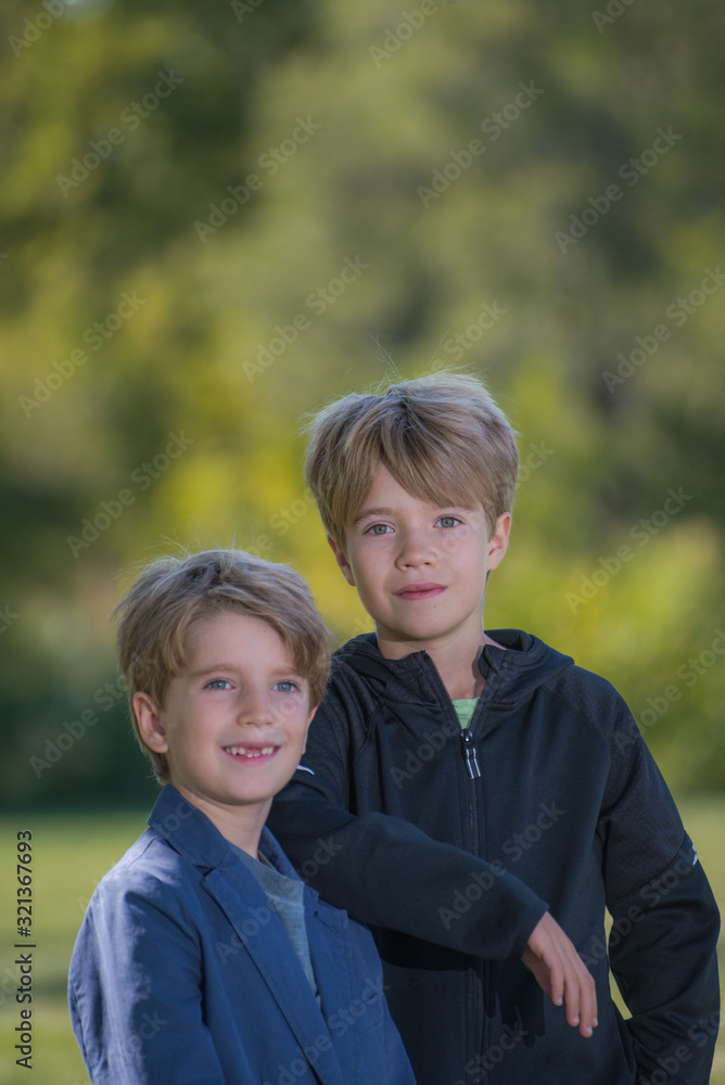 Portrait of two boys with a blurred background Portrait of two boys with a blurred background