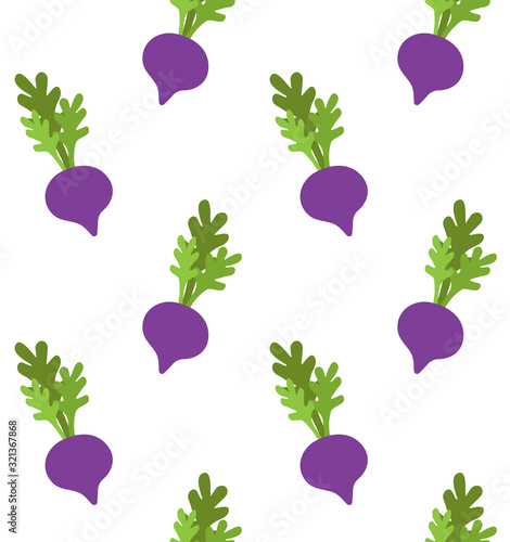 Vector seamless pattern of hand drawn doodle colored cartoon beet root isolated on white background
