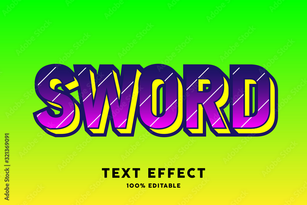 sword text effect, editable text