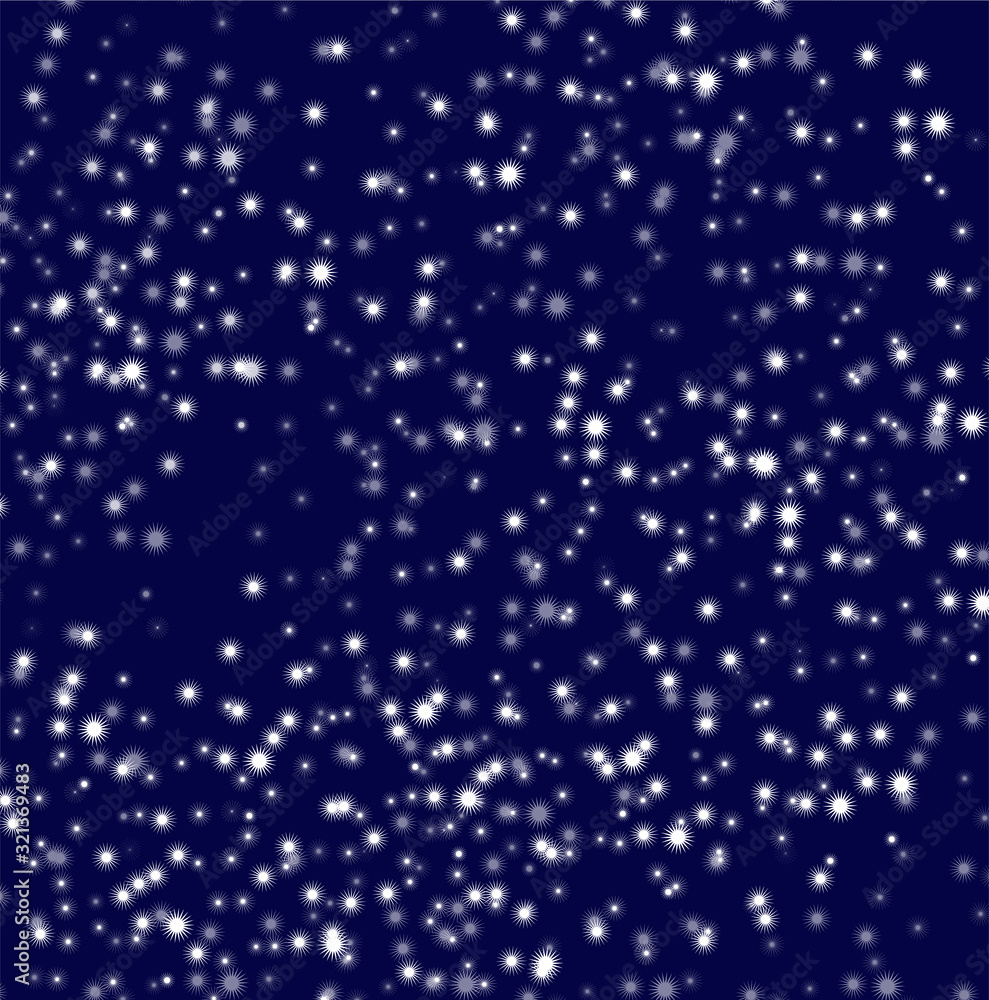 Vector flat illustration with abstract blue dark starry sky background. It can be used in web design, postcards, banners, various printing, textile and other products. Vector flat illustration with abstract blue dark starry sky background. It can be used in web design, postcards, banners, various printing, textile and other products.