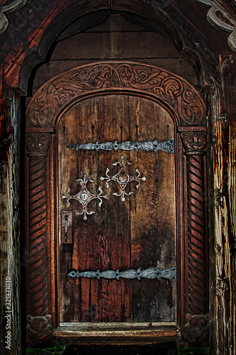 Norwegian stave church door