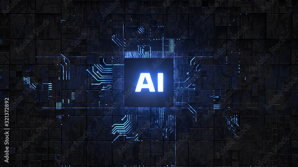 AI,Circuit board,Artificial Intelligence concept - obrazy, fototapety, plakaty 