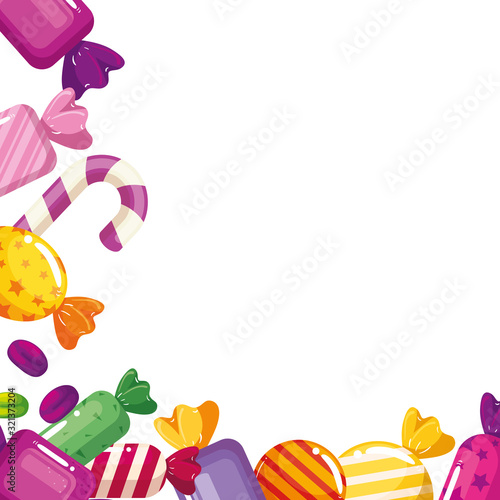 frame of delicious candies decoration