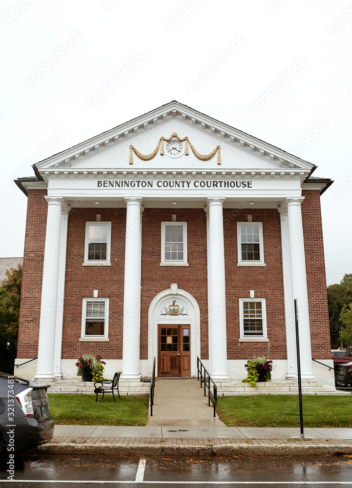Exterior of Bennington County Courthouse in the New England town of Bennington, Vermont