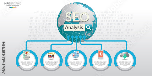 Digital Marketing concept. Infographic chart with icons, can be used for workflow layout, diagram, report, web design.