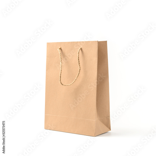 Brown paper bag isolated on white background, with clipping path