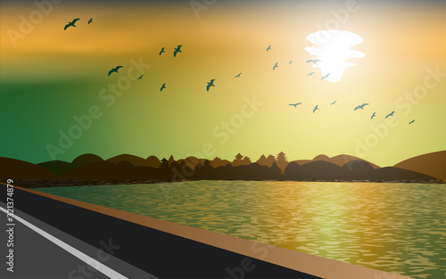 landscape of sunset at the river side	