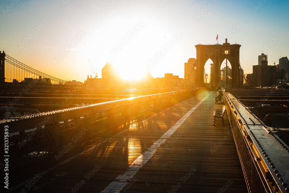 The Brooklyn Bridge sunrise, New York City, USA The Brooklyn Bridge sunrise, New York City, USA