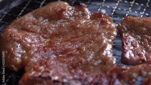 Grilled raw pork chop (With sound)