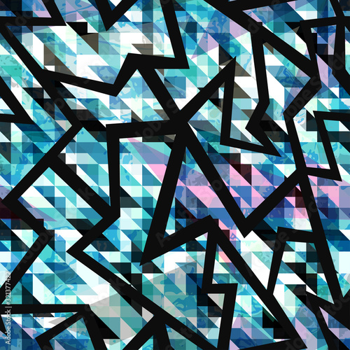 Fototapeta grunge mosaic geometric seamless pattern