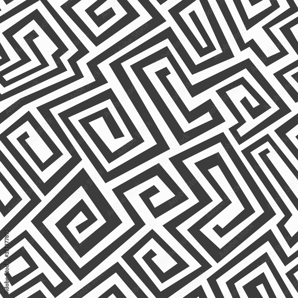 monochrome maze seamless pattern