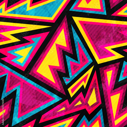 psychedelic colored geometric seamless pattern