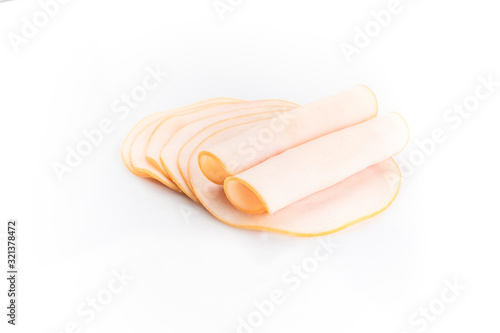 Картината върху платно A various composition of poultry, chicken, cold cuts slices, isolated on white background