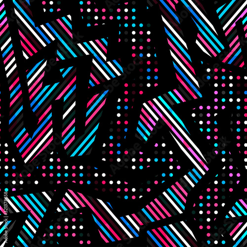 retro neon geometric seamless pattern