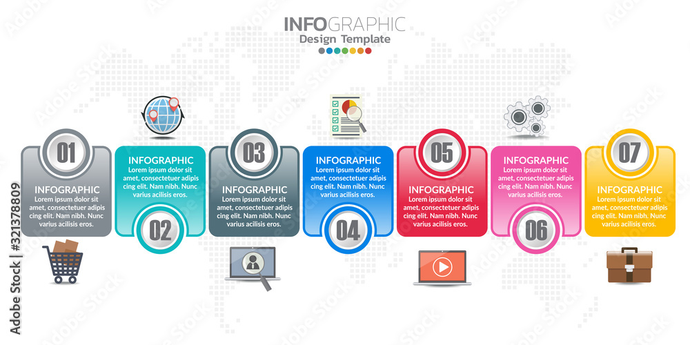 Vector infographics timeline design template with icons and text label. Vector infographics timeline design template with icons and text label.