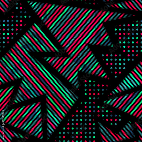 urban geometric seamless pattern with grunge effect